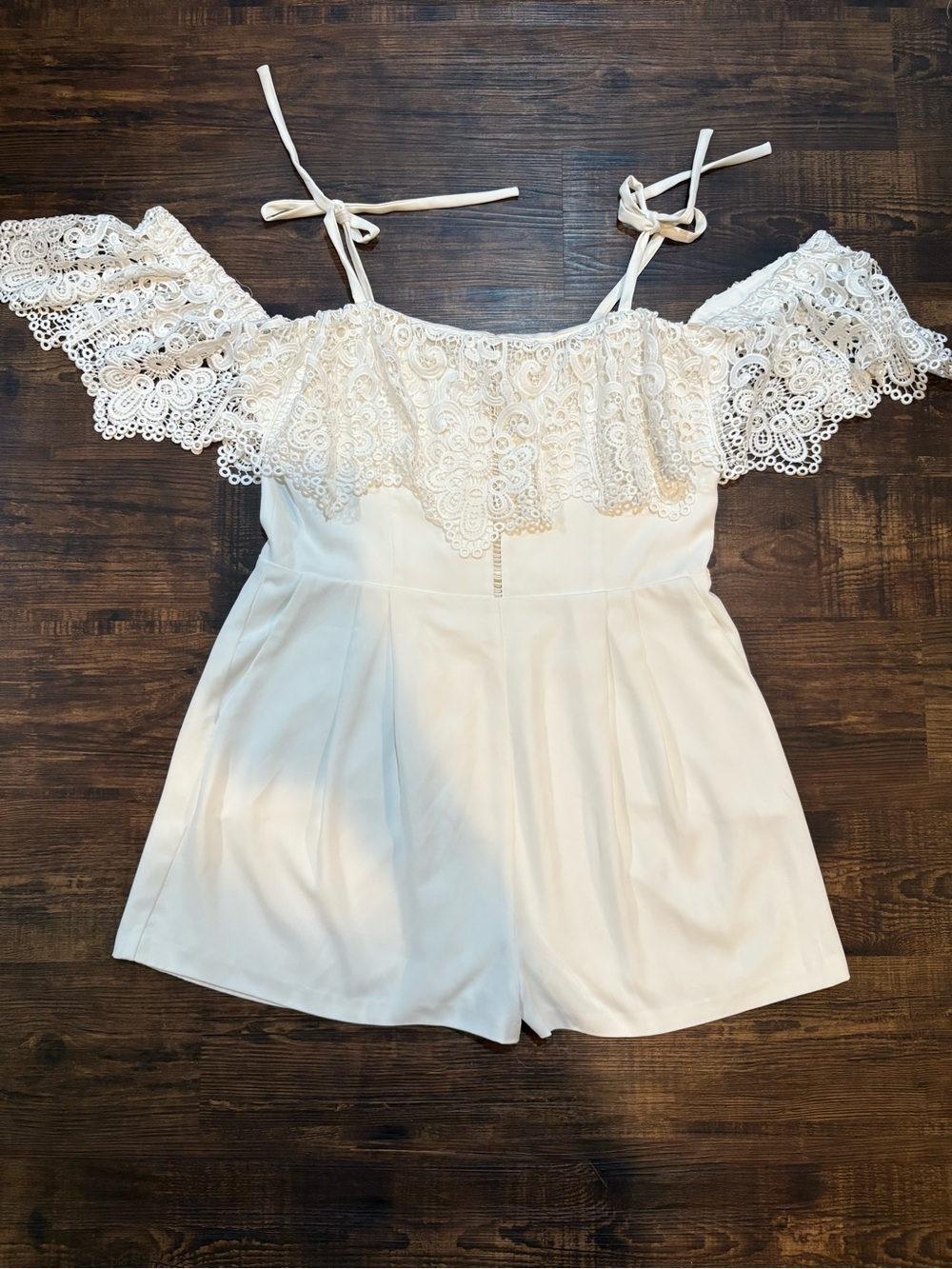 Parker White Lace Off-Shoulder Romper